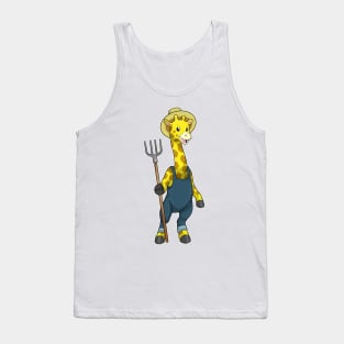 Giraffe as Farmer with Pitchfork Tank Top